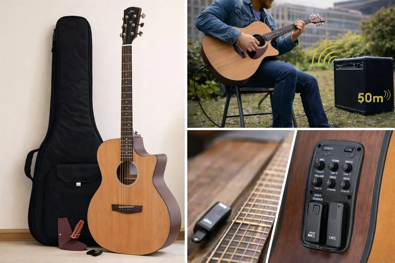 HEX Beta GA70CE-M Double X2 Wireless Guitar with Bag