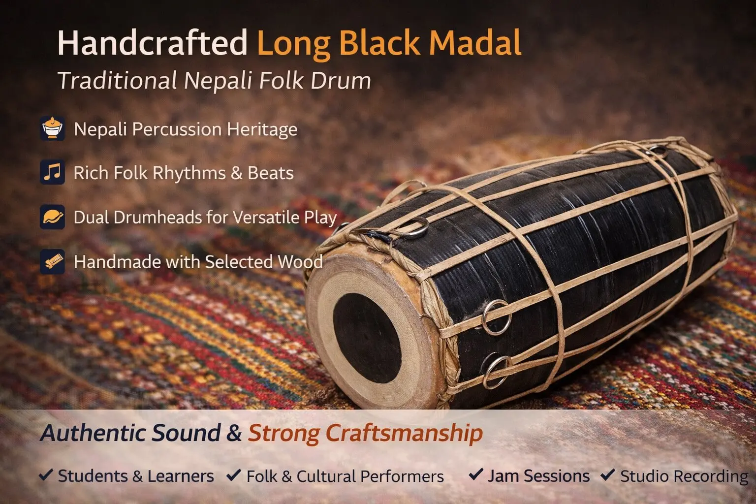 Handmade Long Black Madal