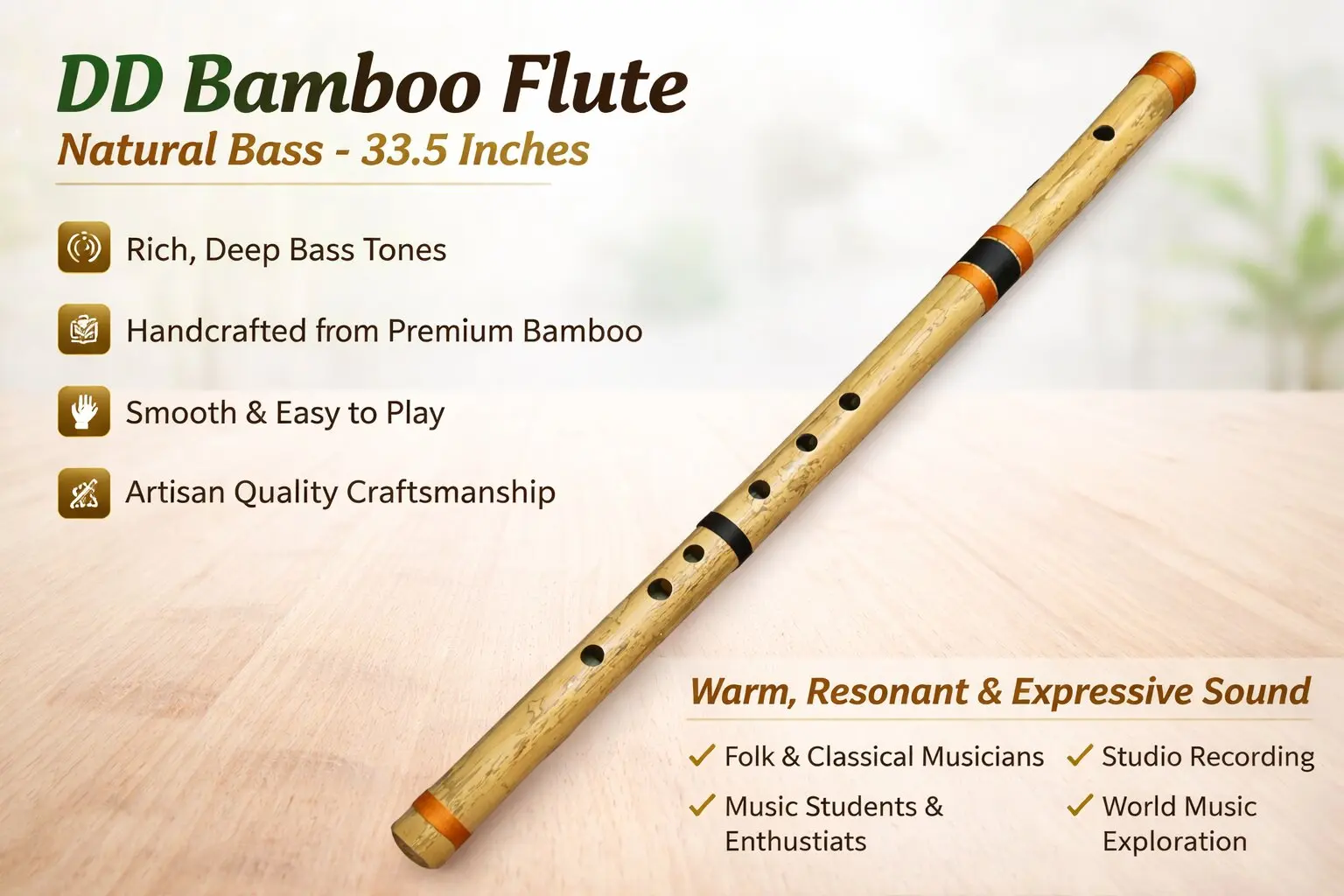 DD Bamboo Flute – Natural Bass