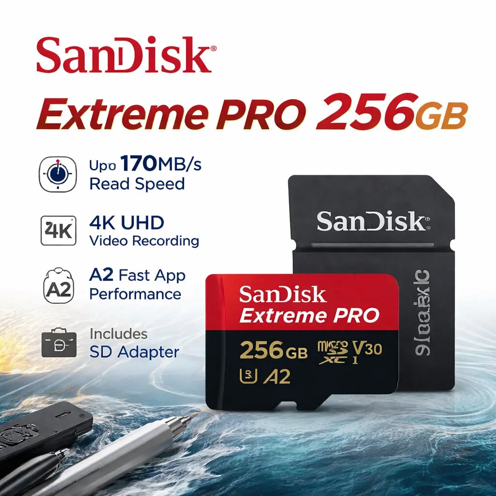 SanDisk Extreme PRO A2 microSDXC UHS-I 256GB with Adapter