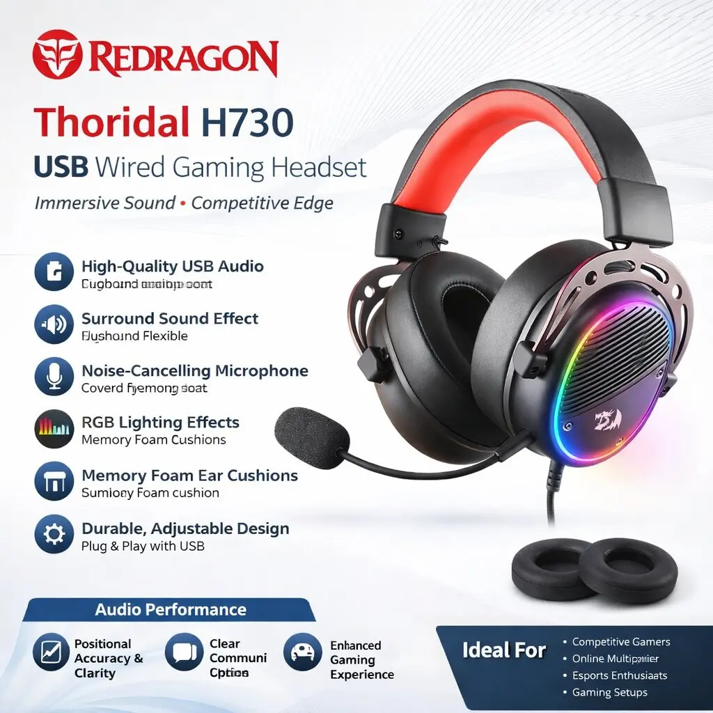 Redragon Thoridal H730 USB Wired Gaming Headset