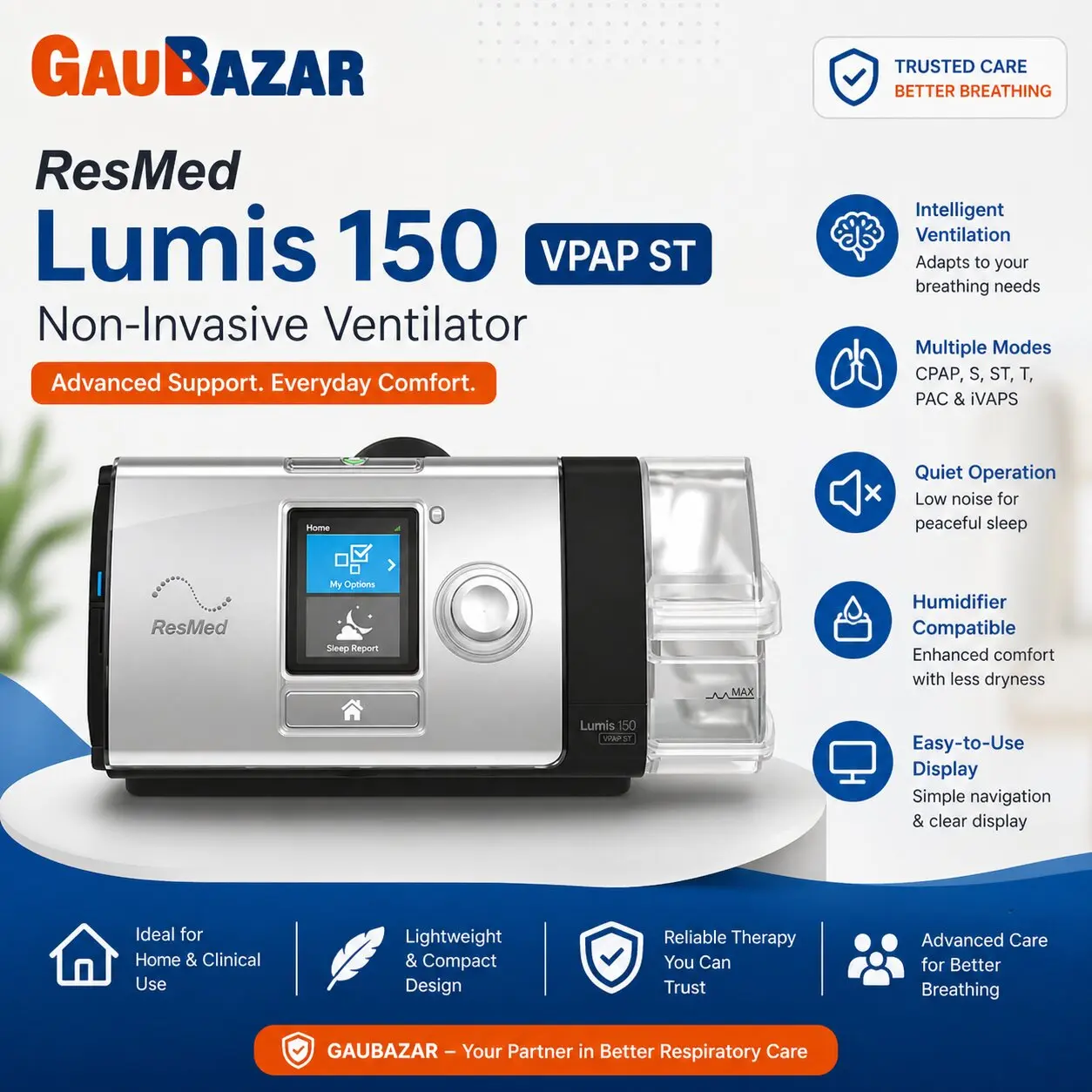 ResMed Lumis 150 VPAP ST Tripack 4G Breathing