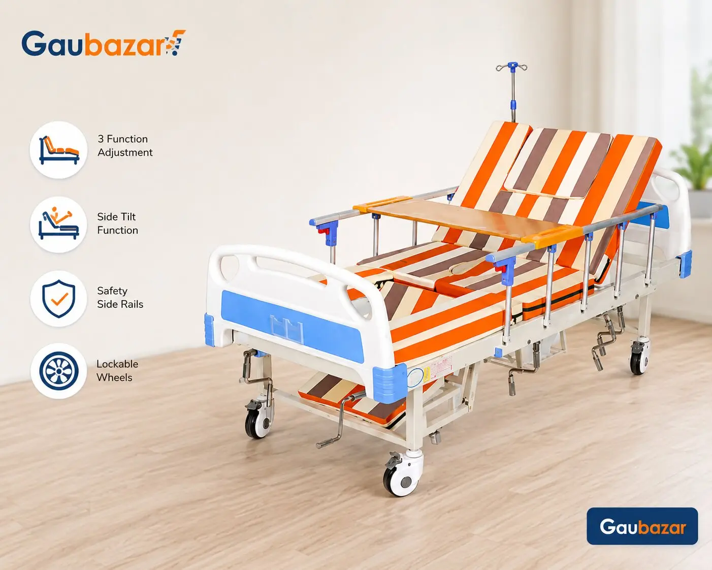 Manual 3 Function Fowler Hospital Bed with Side Tilt in Nepal