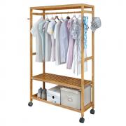 Clothes Hanging Rail 2 Tiers 4 Hooks for Laundry Storage Shelves 2/3