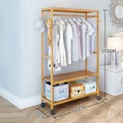 Clothes Hanging Rail 2 Tiers 4 Hooks for Laundry Storage Shelves 3/3