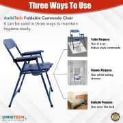 AmbiTech Premium MS Powder Coated Foldable Commode Chair 2/3