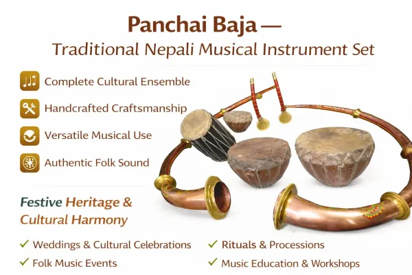 Panchai Baja — Traditional Nepali Instrument Set