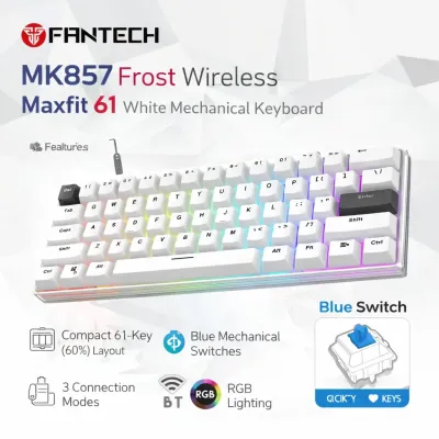 Fantech MK857 Frost Wireless White Maxfit 61 – Blue Switch