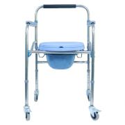 Blue Commode Chair With Wheels 1/2