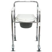 Chromed Height Adjustable Foldable Commode Chair 1/1