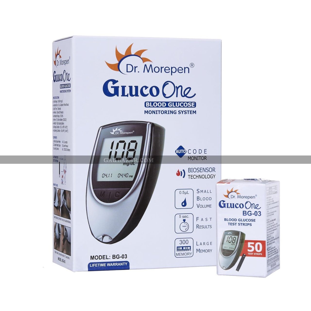 Dr. Morepen BG-03 Gluco One Glucometer Combo with 50 Strips