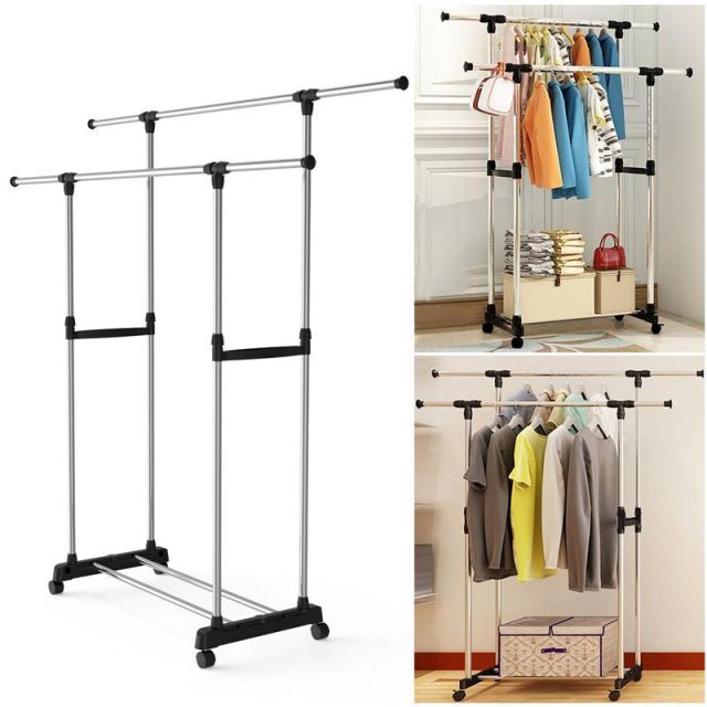 Double Pole Adjustable Stainless Steel Cloth Drying Hanger