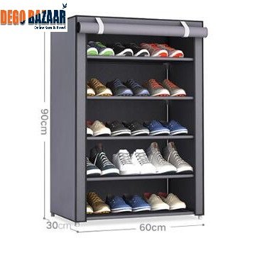5 Layers Portable And Folding Multi-Purpose Shoe Rack & Stand Gry