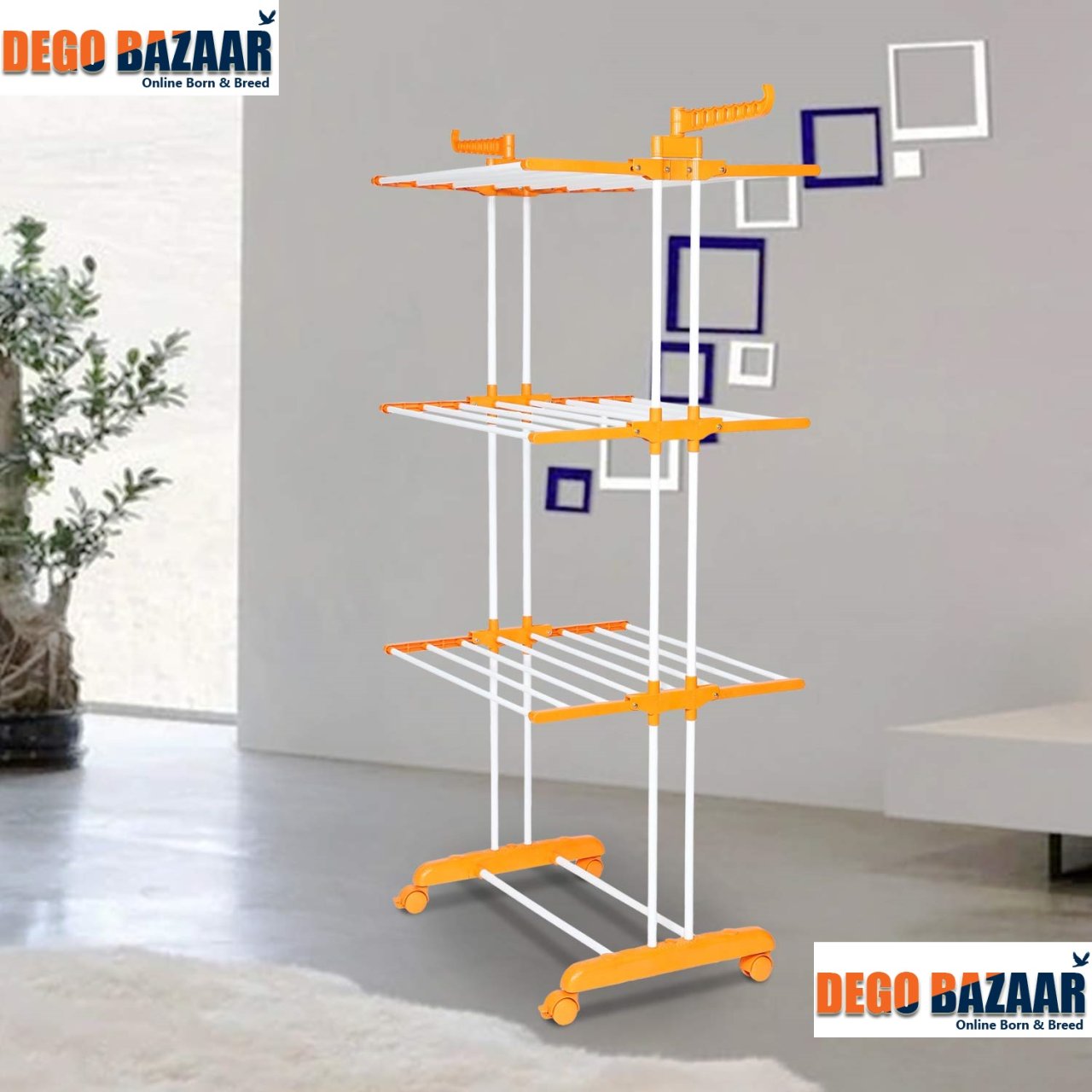 Heavy Duty Double Pole Foldable Cloth Dryer Clothes Drying Stand