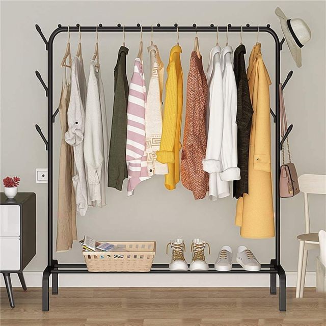 Multipurpose Clothes Rack with Bottom Shelves with Coat Hanger