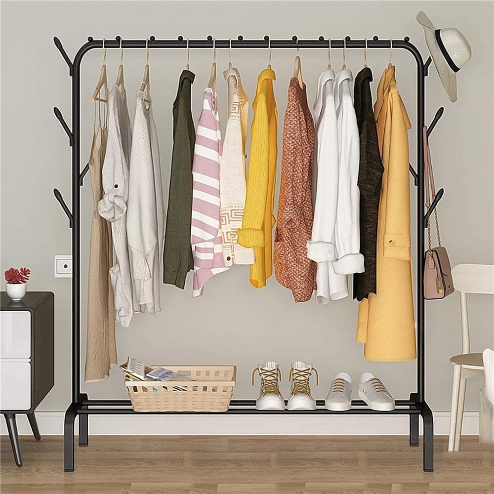Multipurpose Clothes Rack with Bottom Shelves with Coat Hanger