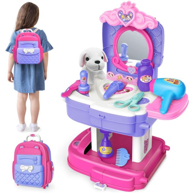 Kids Pet Care Grooming Toy Pet Beauty Salon Toys Set
