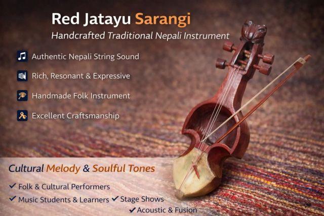 Red Jatayu Sarangi β Handcrafted Traditional