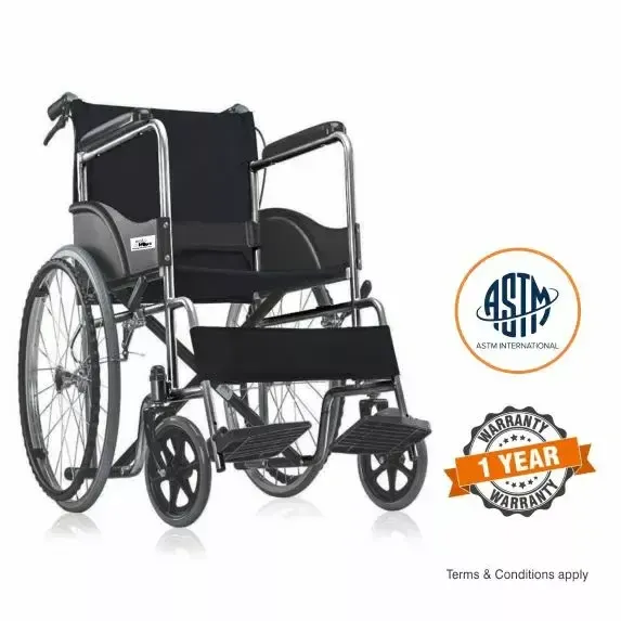 Basic Wheelchair Silver Finish Black
