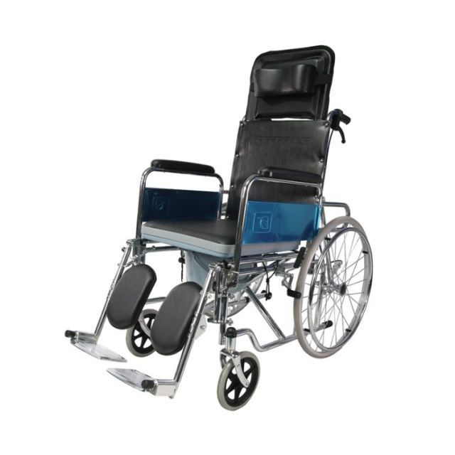 Deluxe Reclining Wheelchair With Commode
