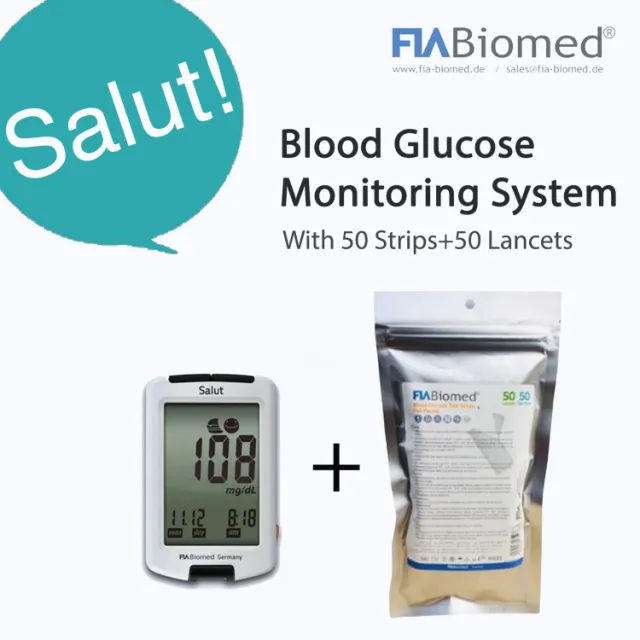 FIABIOMED Glucometer with 50 Strip & 50 Lancet