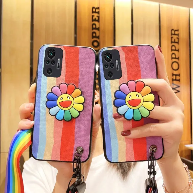 MI Note 10 Pro Max Rainbow CuteSunflower Cover With Stand & Strap