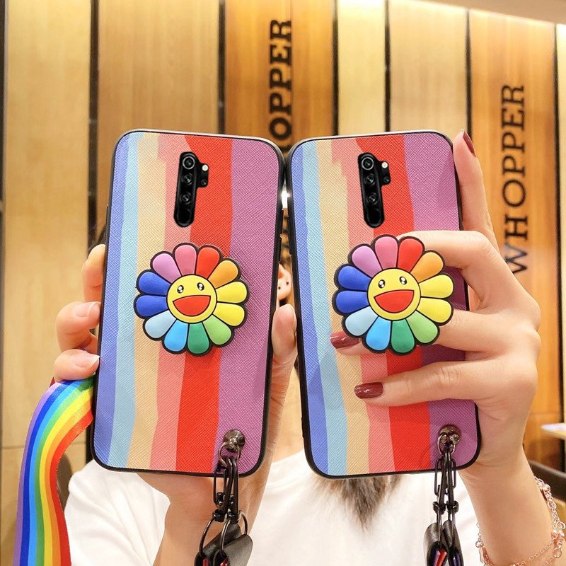 MI Note 8 Pro Rainbow Cute Sunflower Cover With Stand & Strap