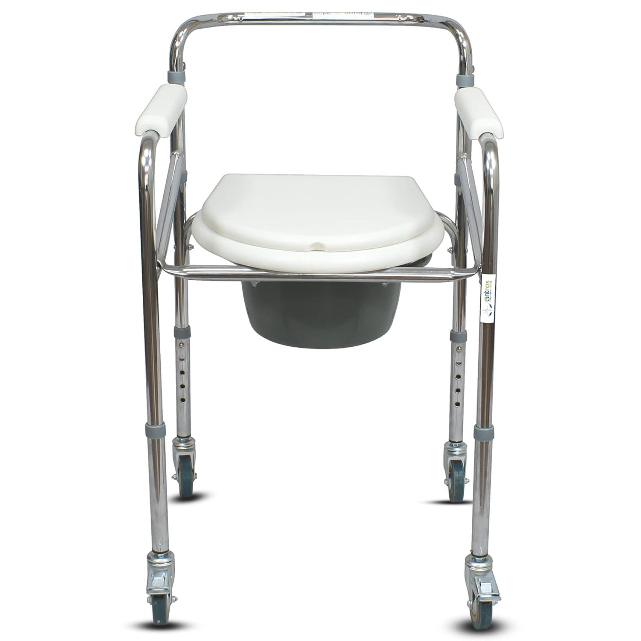 Chromed Height Adjustable Foldable Commode Chair